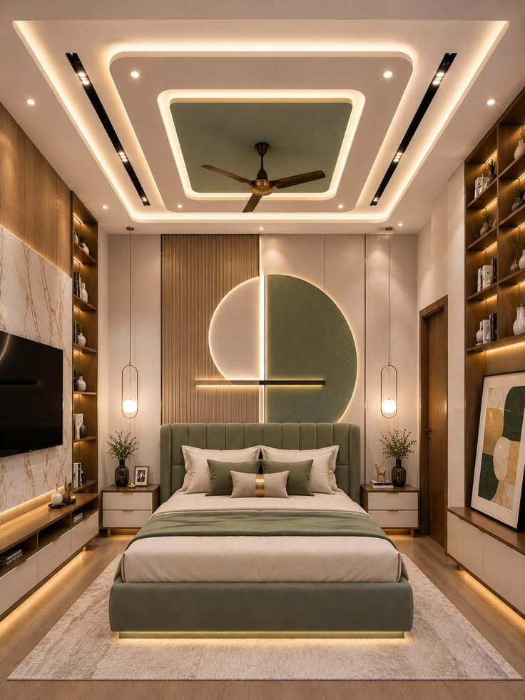 Architectural Gypsum Ceiling featuring Magnetic Recessed Track Spotlights #12